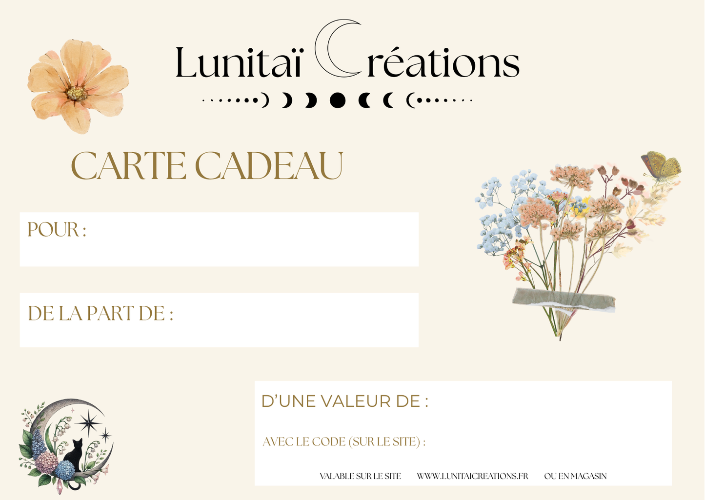 Carte Cadeau de Lunitaï Créations